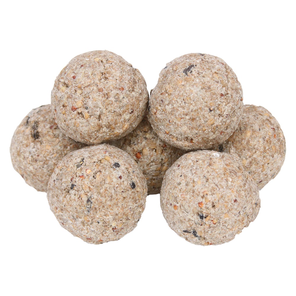 Pile of suet balls for bird feeding, suitable for small birds.