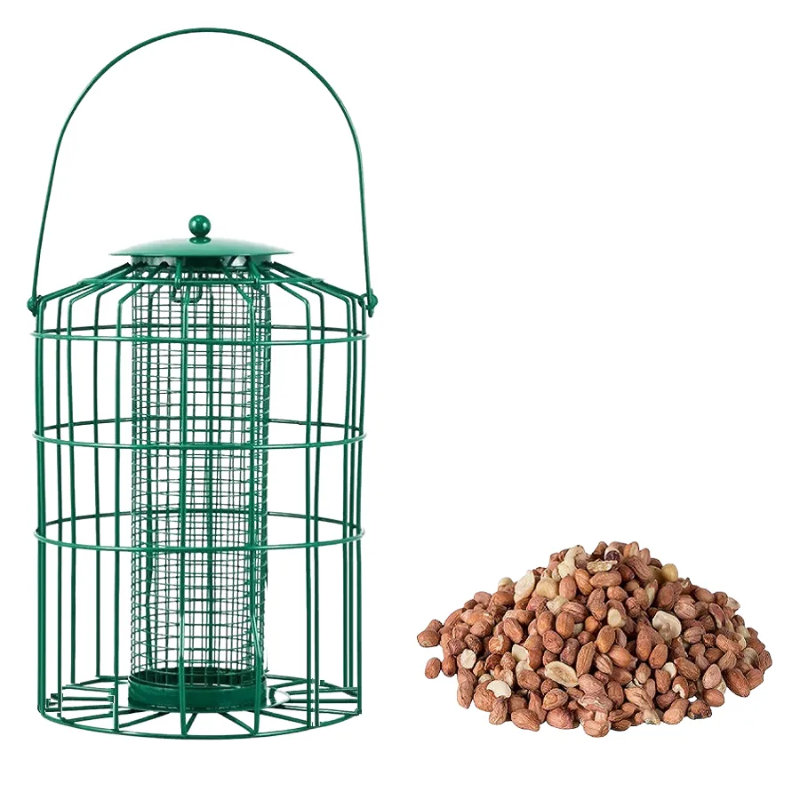 Natures Market Green Squirrel Guard Nut and Peanut Bird Feeder for Garden Wildlife (BF008N) Natures Market Green Squirrel Guard Nut and Peanut Bird Feeder for Garden Wildlife (BF008N)