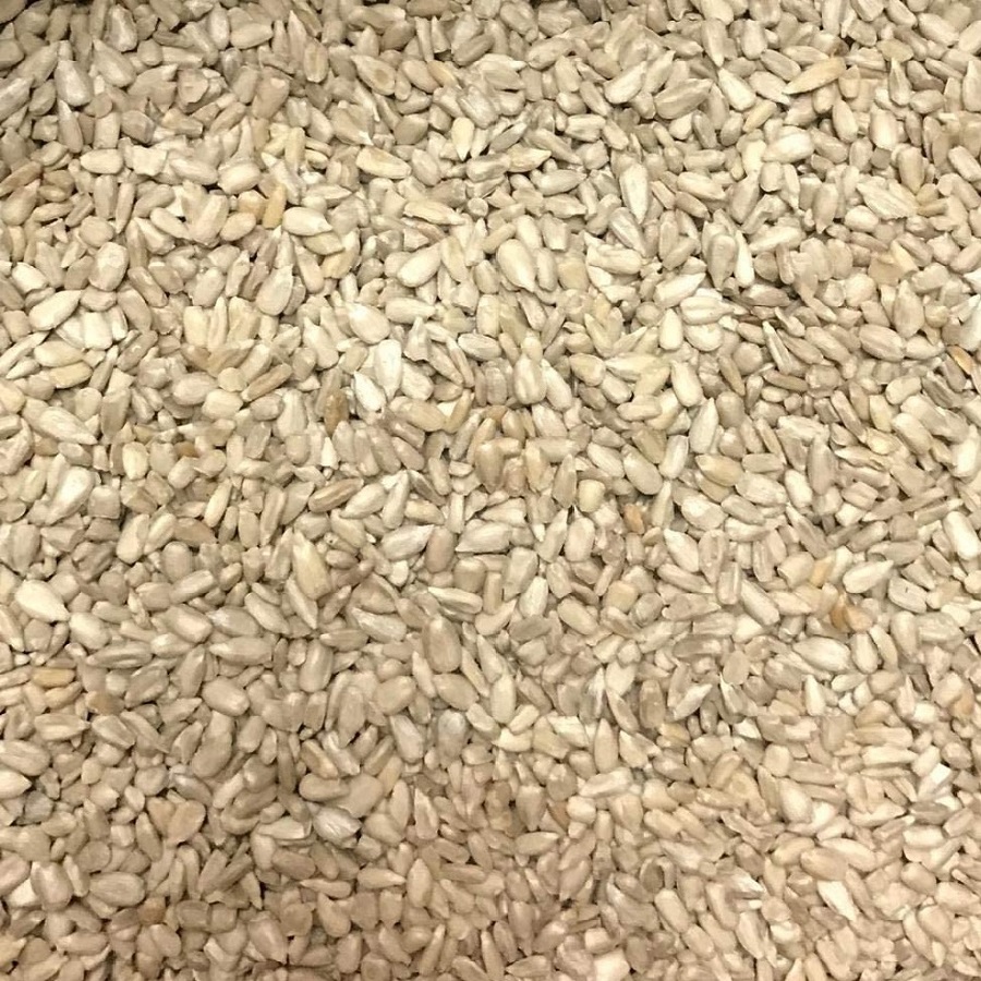 Close-up of sunflower seed hearts for wild birds.