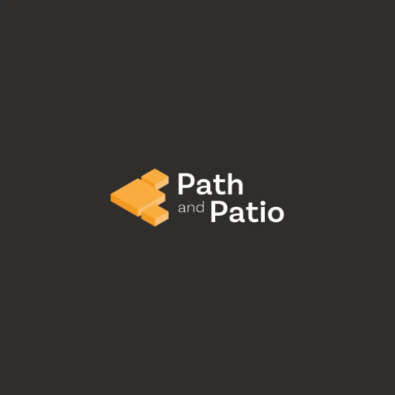 Path and Patio branding emblem Logo of Path and Patio with orange geometric shapes