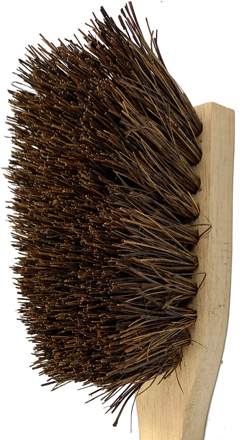 Wooden-handled churn brush with stiff bristles for cleaning masonry and brickwork.