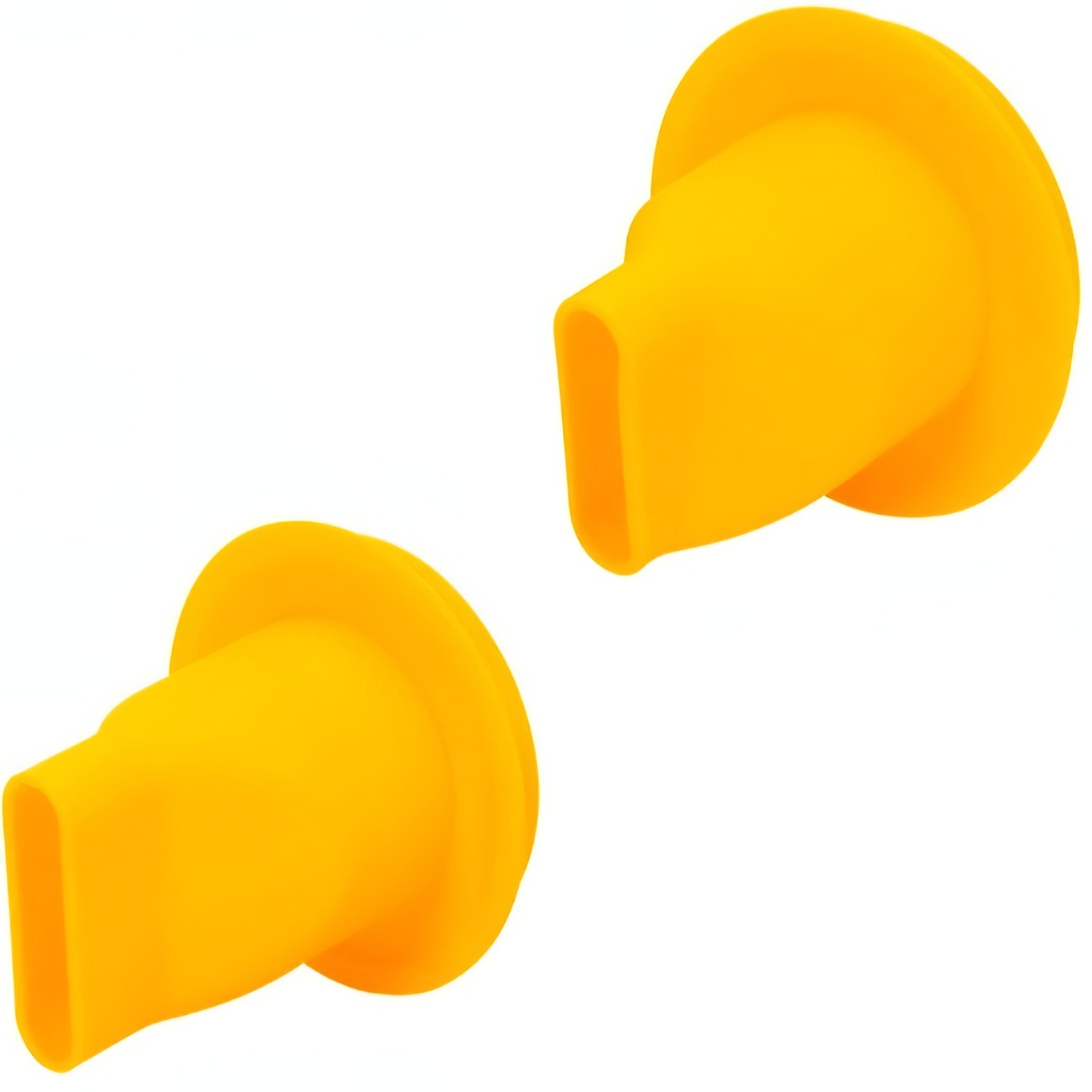 Two yellow replacement nozzles for a mortar barrel gun.