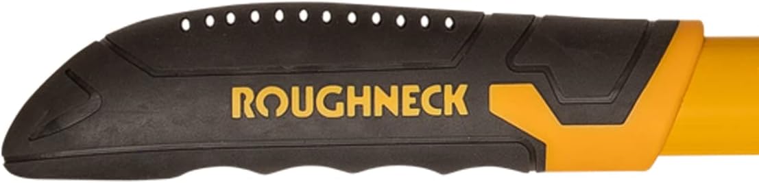 Close-up of Roughneck XT PRO Heavy Duty Garden Bypass Lopping Shears handle with black and yellow design.