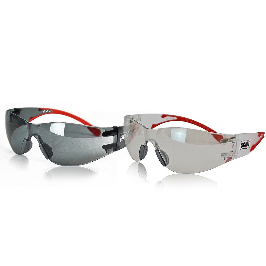Pair of Scan Flexi Twin Pack Safety Glasses with clear and smoked lenses.