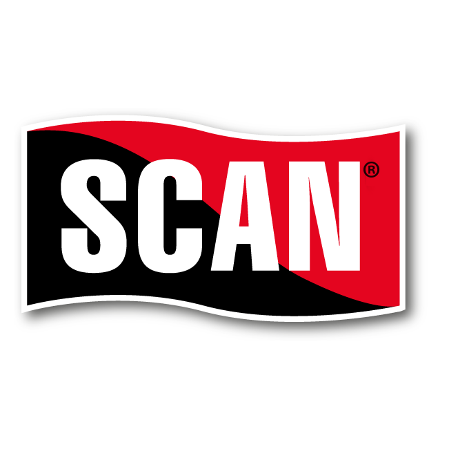 Scan logo with red and black background