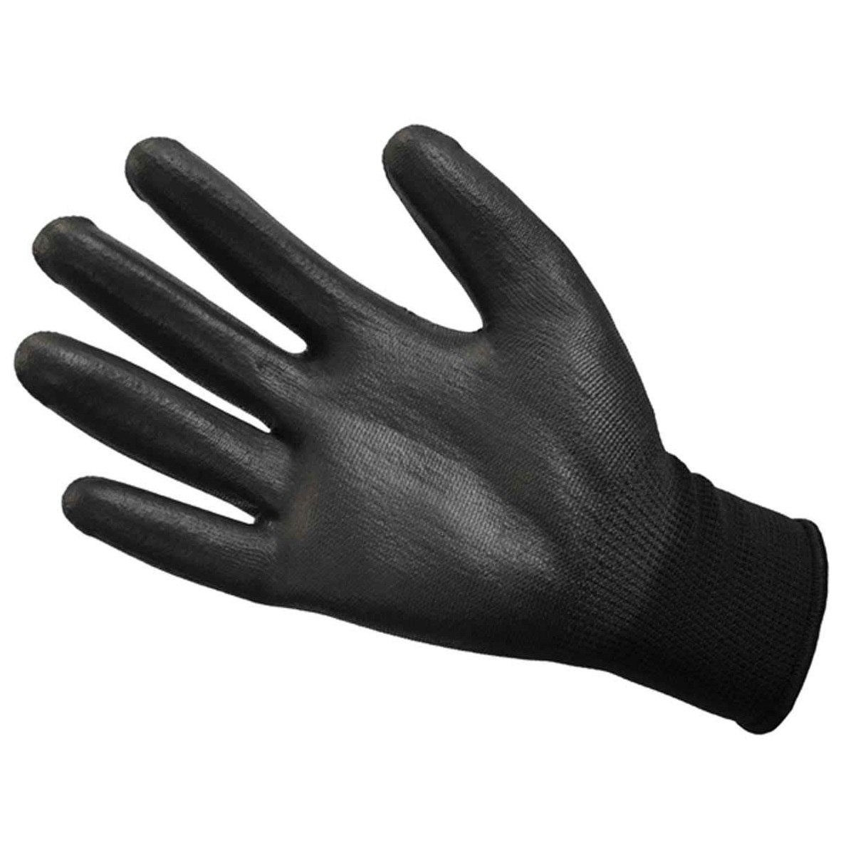 Black Scan PU Poly Palm Work Glove with textured surface and snug fit.