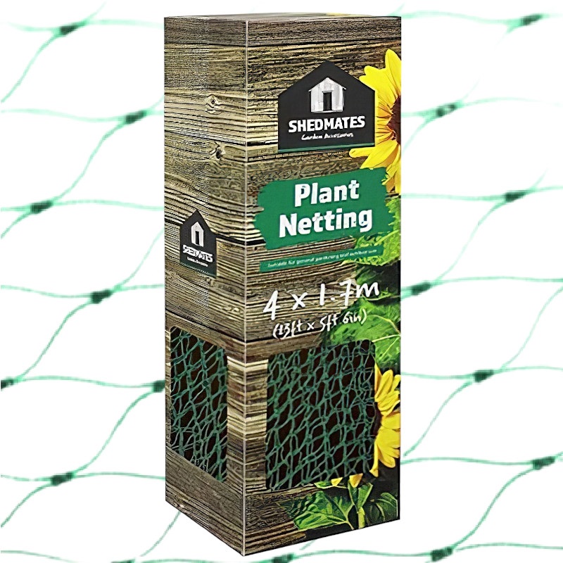 Box of Shedmates Garden Plant Pea Bean Netting with green netting background