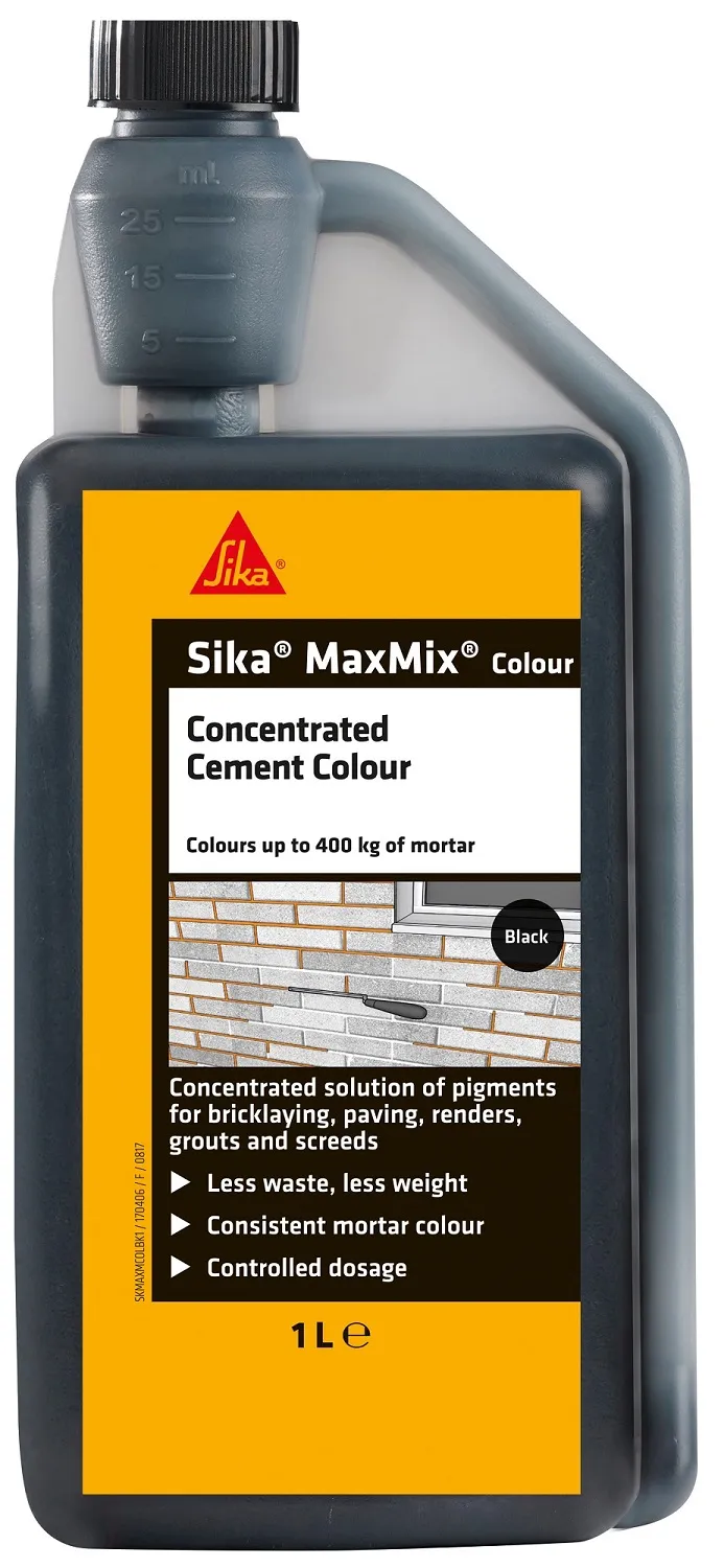 Sika Maxmix Mortar Cement Colouring Black 1L for Strong Pigmentation Sika Maxmix Mortar Cement Colouring Black 1L for Strong Pigmentation (170406)