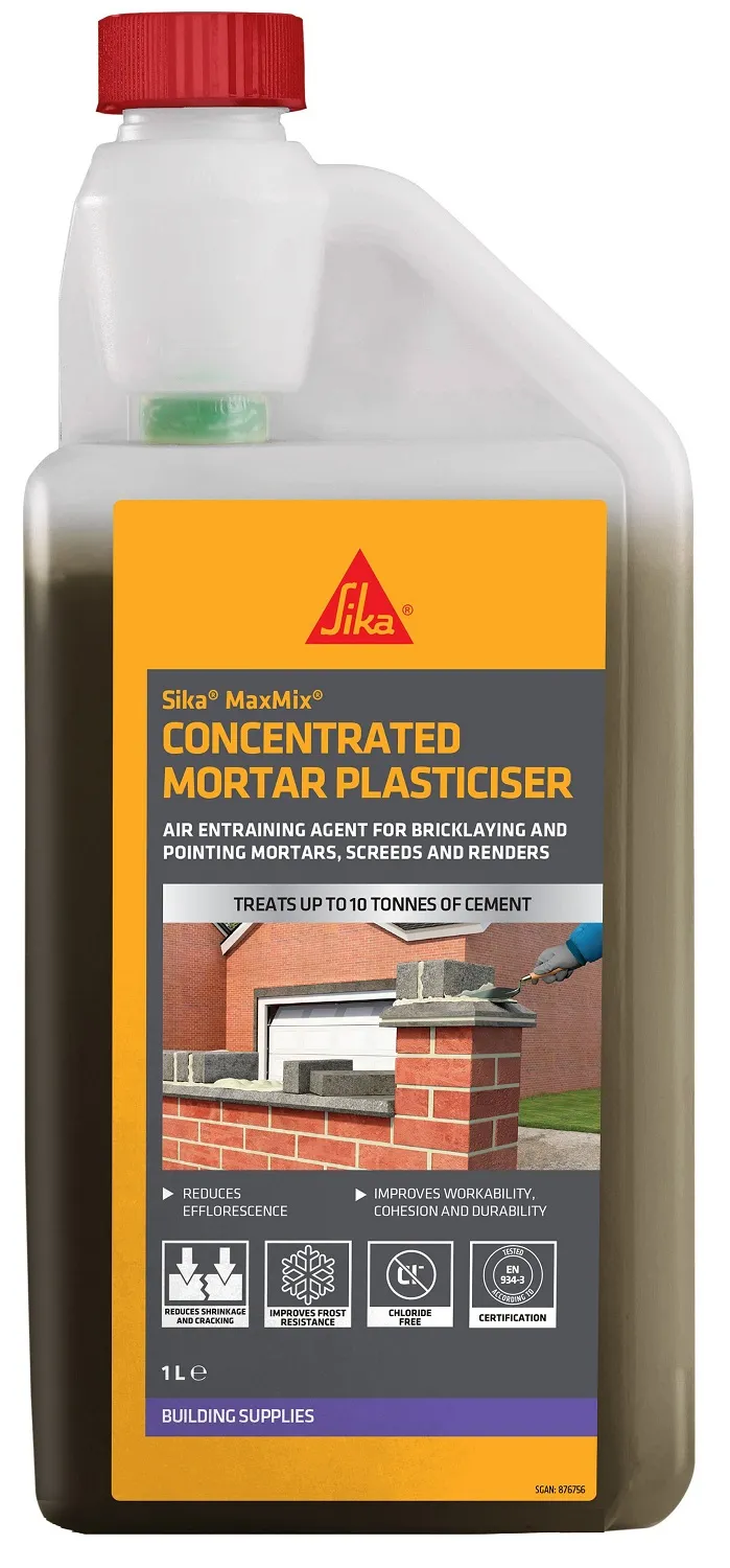 sika-maxmix-mortar-sand-cement-plasticiser-1-litre-880826 Sika Maxmix Super Concentrate Mortar Plasticiser 1 Litre 880826
