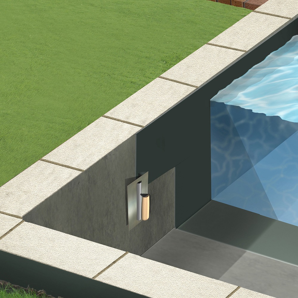 Illustration of a swimming pool with waterproofed cement walls using Sika Proof Liquid Waterproofer Additive.