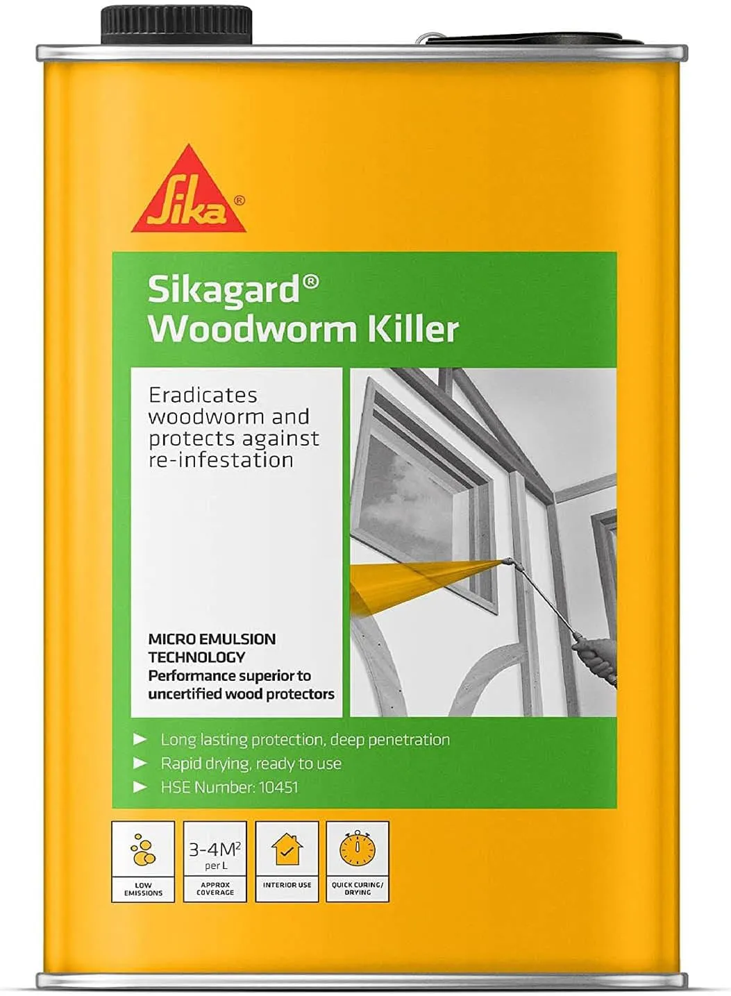 Sika Sikagard Woodworm Killer 5L Treatment for Infestations Sika Sikagard Woodworm Killer 5L 408177 Treatment for Infestations (SKGDWORM5)