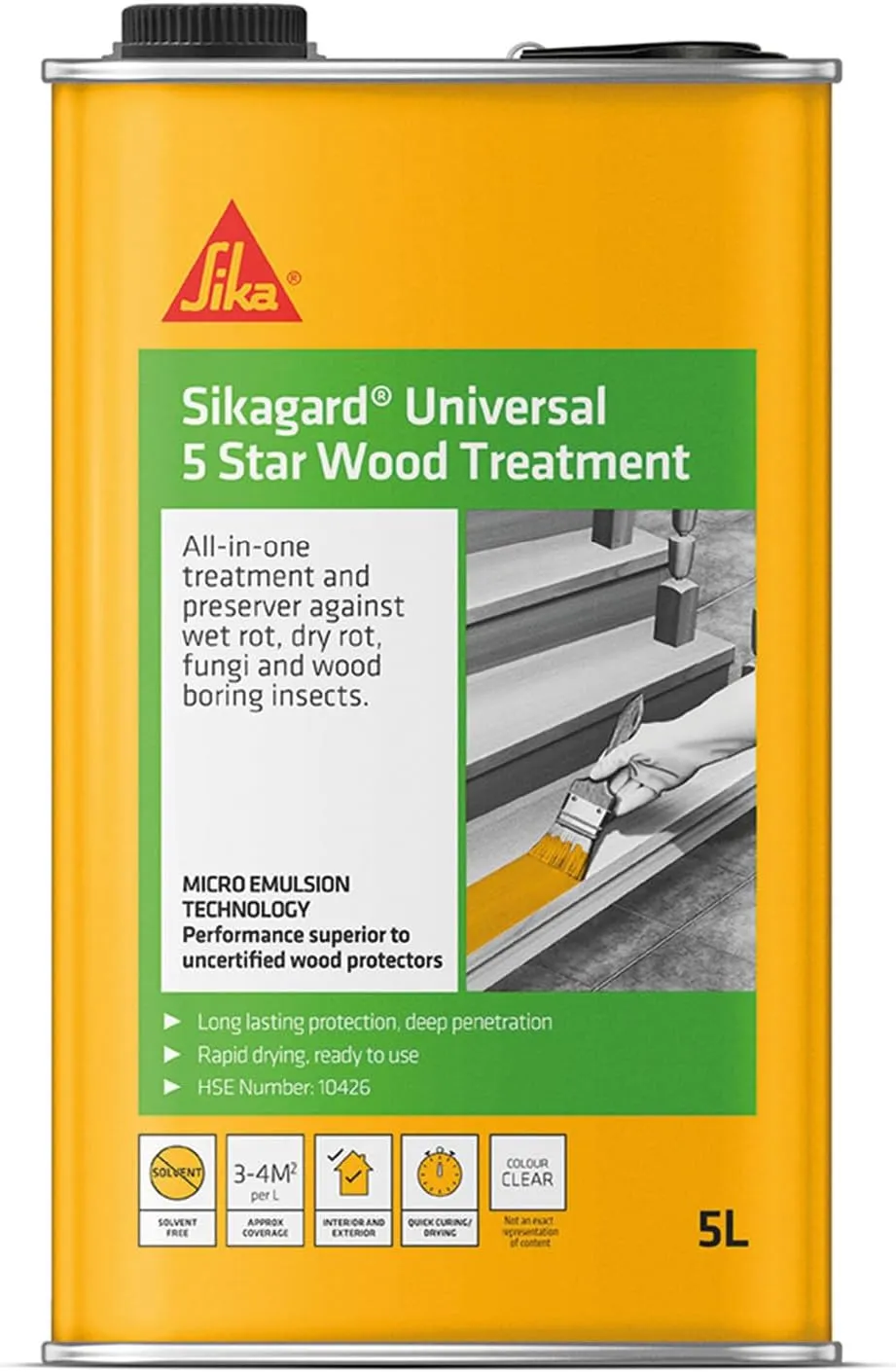 Sika Sikagard Universal Wood Treatment for Rot, Fungi, and Insects 5L Sika Sikagard Universal Wood Treatment for Rot Fungi and Insects 5L 422881 (SKGDUNI5)