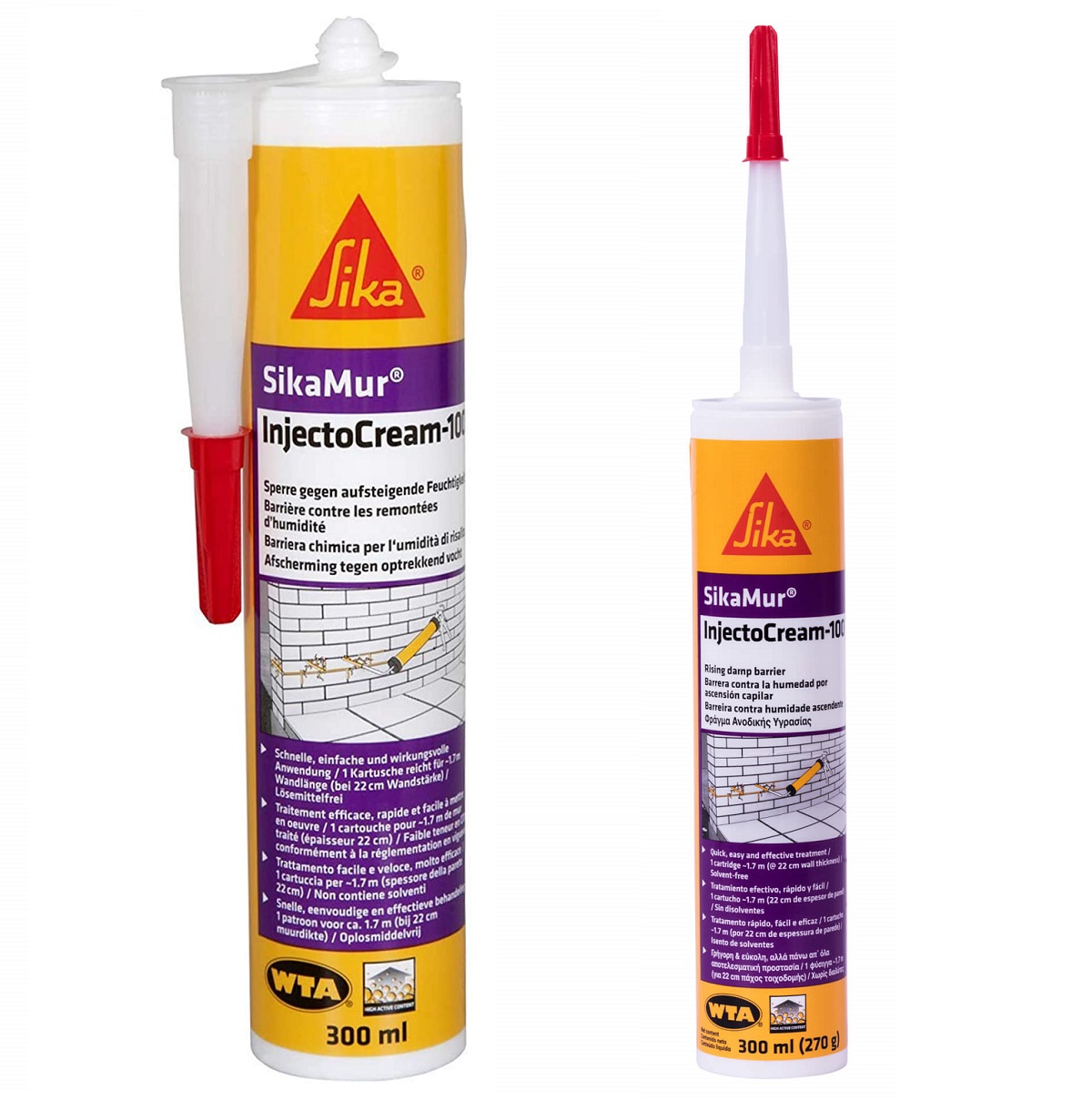 SikaMur InjectoCream 100 DPC Liquid Damp Proof Membrane 300ml with applicator nozzle.