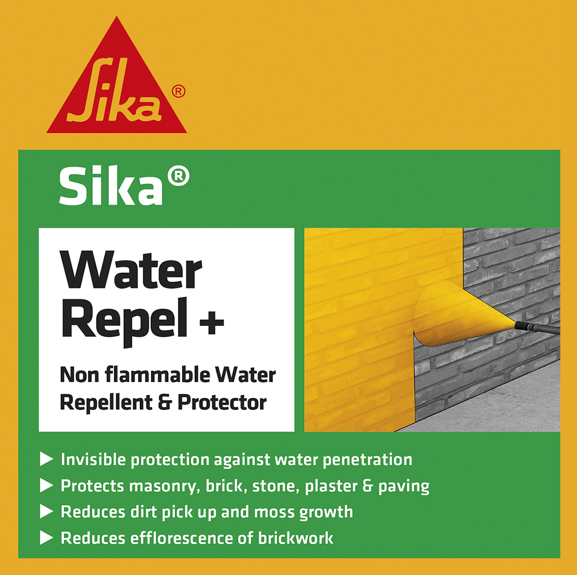  Sika Water Repel Solvent-Free Repellent and Protector 5L packaging with product features.