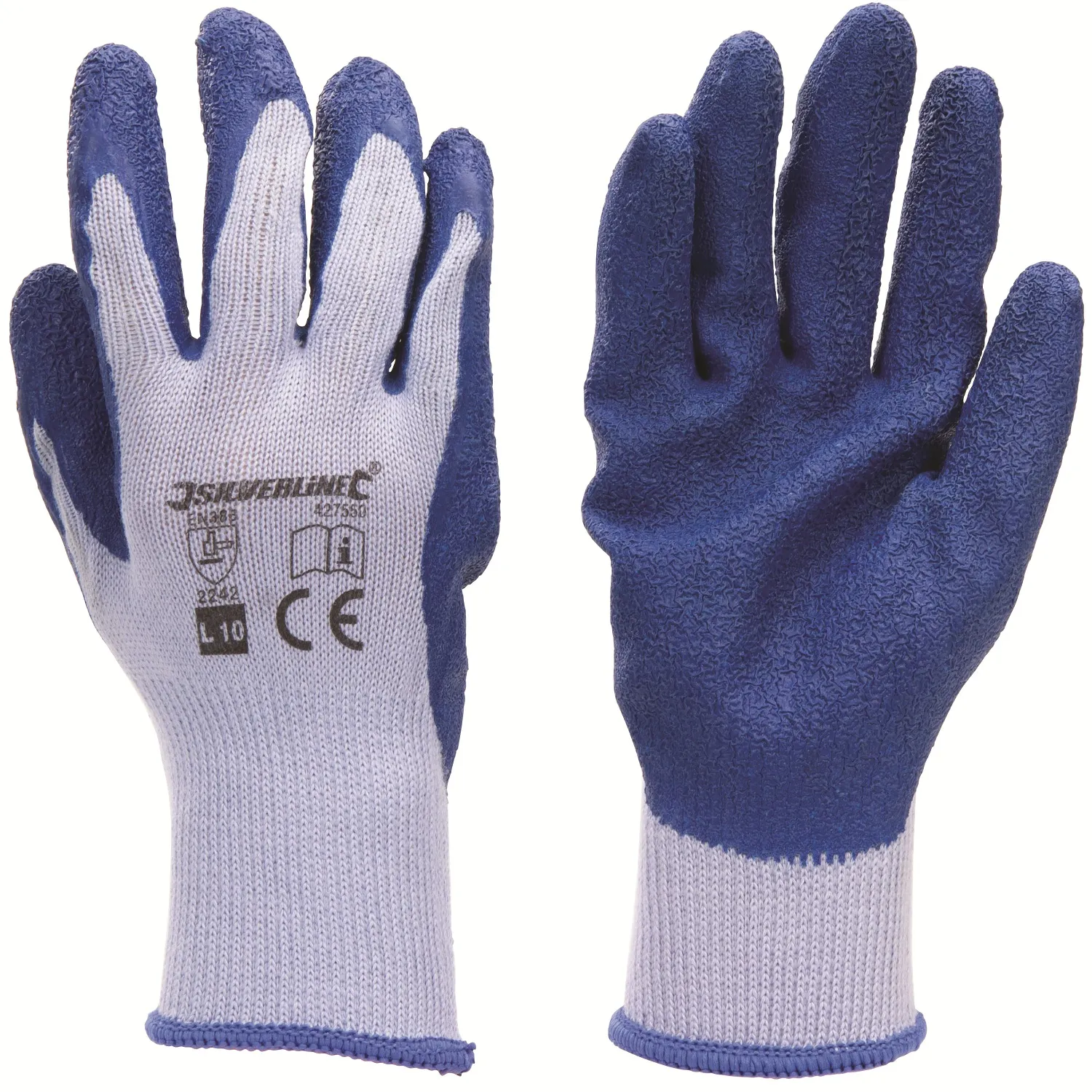 Silverline Builders Gloves Abrasion Resistant Palm Blue Large 427550 Silverline Builders Gloves with Abrasion Resistant Palm – Blue Large (427550)