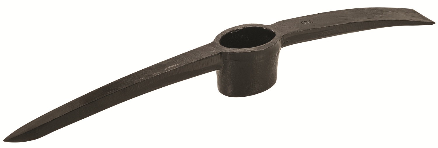 Silverline HA56 Forged steel pick axe head with a central hole for attaching a handle, designed for heavy-duty digging tasks.