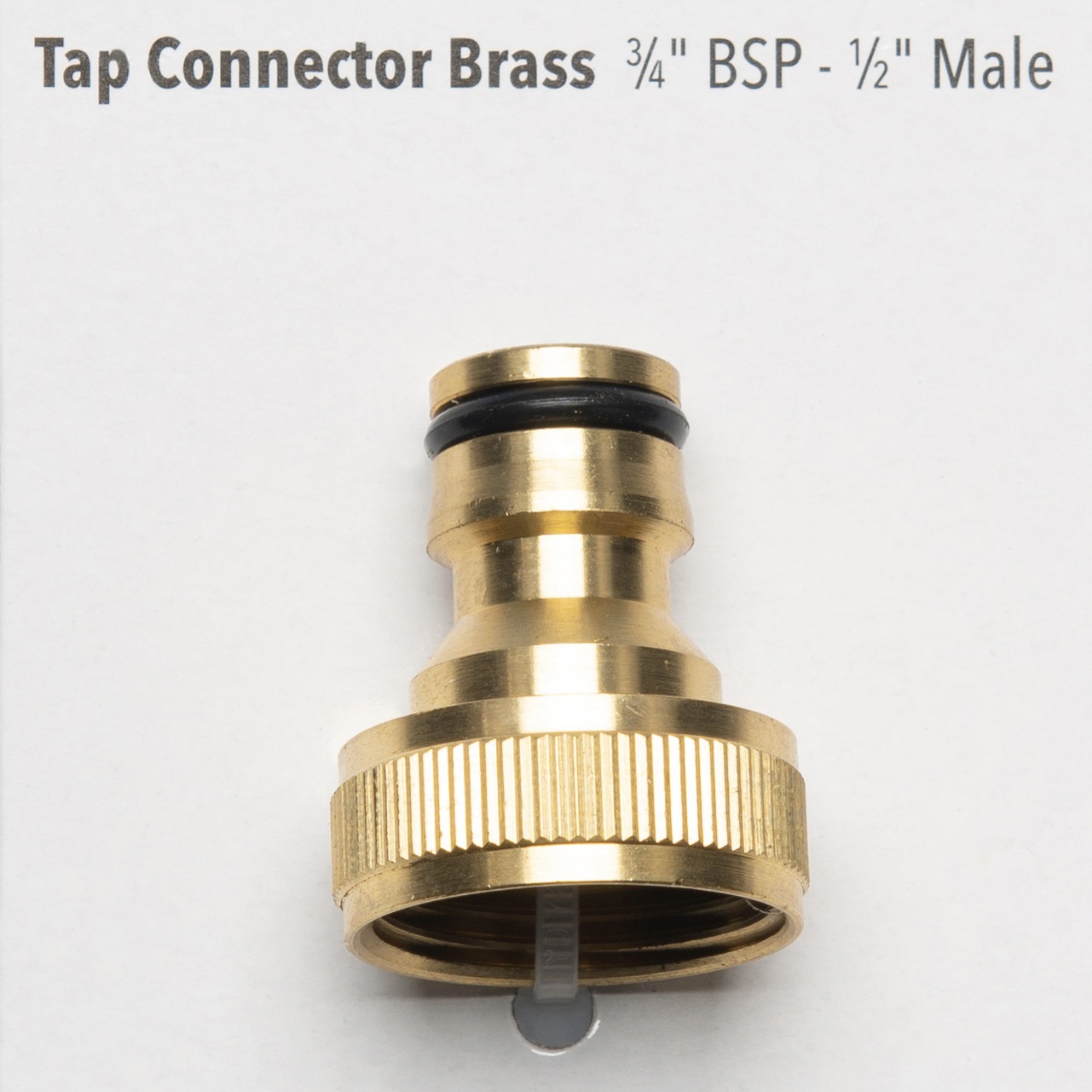 Brass tap connector for garden hose with secure fitting packaging