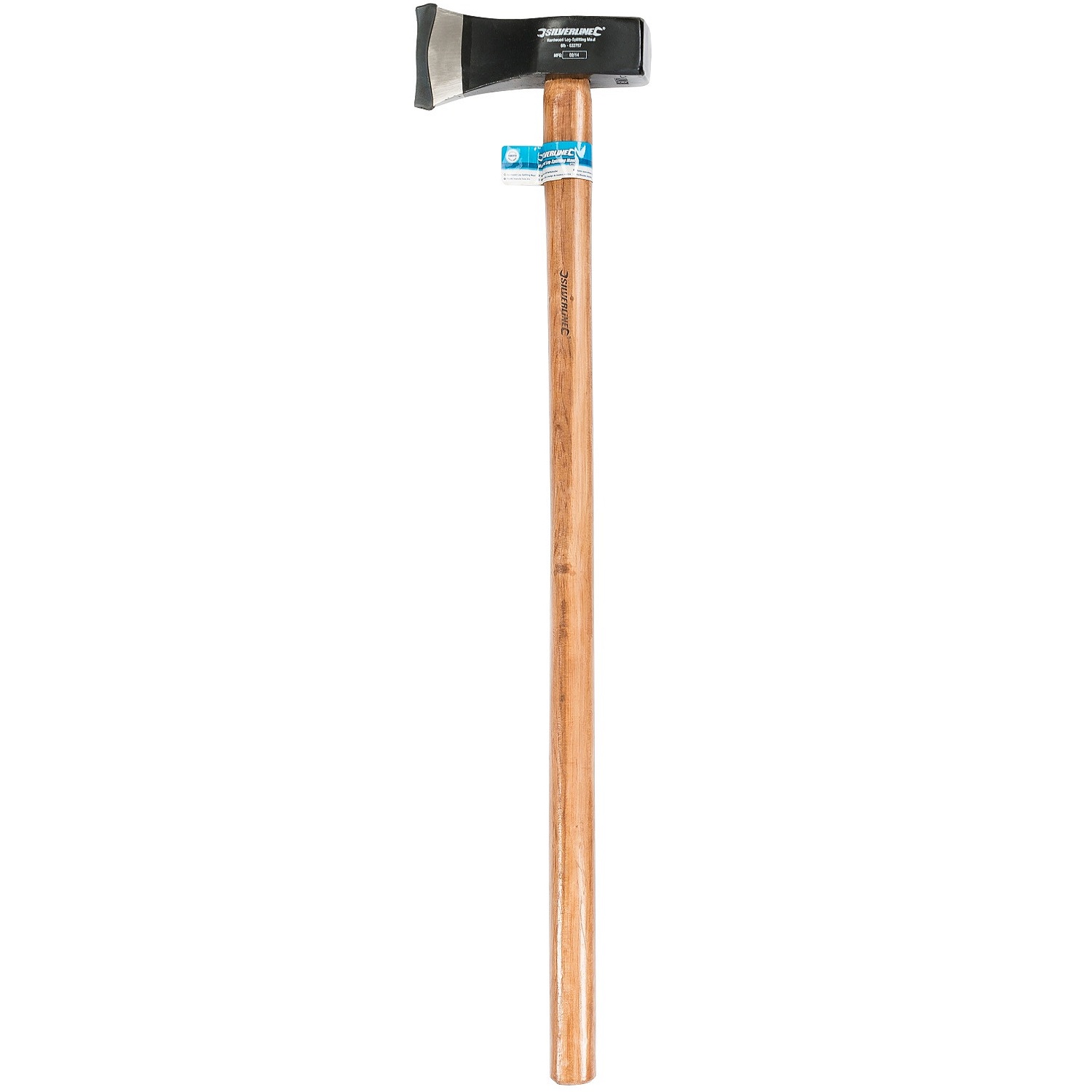 Silverline 633757 6lb log splitting maul axe with a wooden handle, designed for heavy wood splitting.