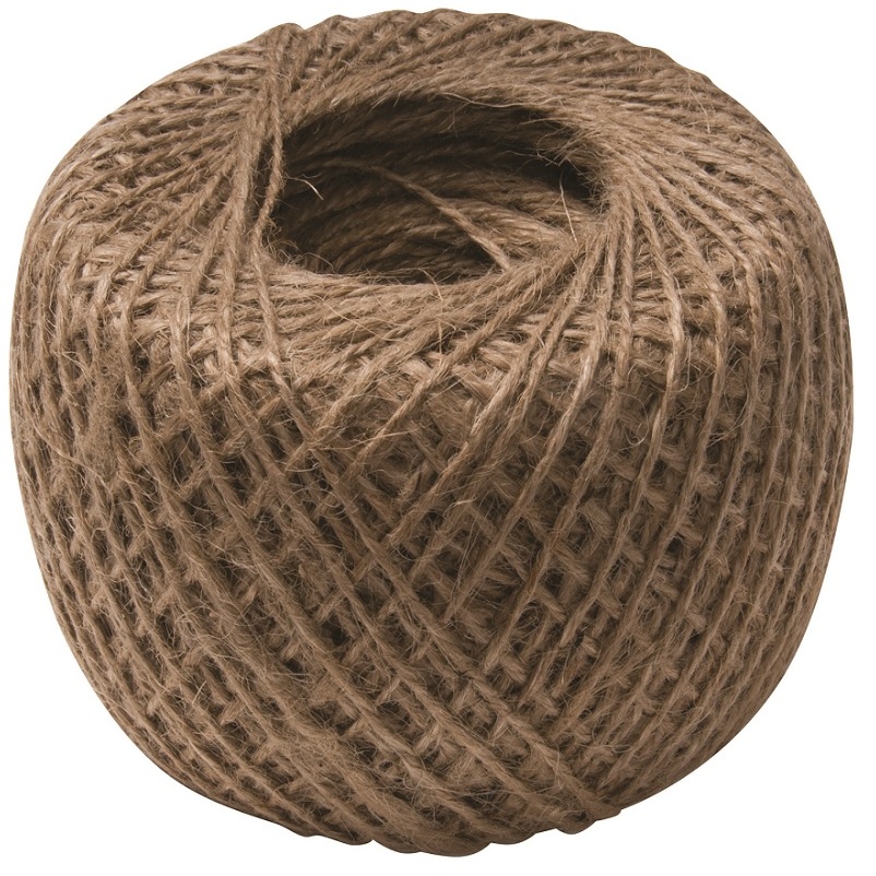 A ball of natural jute garden plant twine string, 250 metres in length.