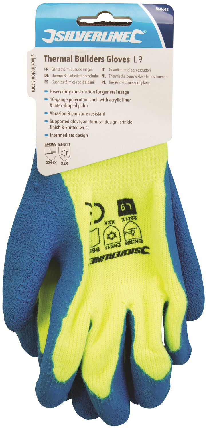 Silverline One Size Thermal Builders Garden Gloves 868642