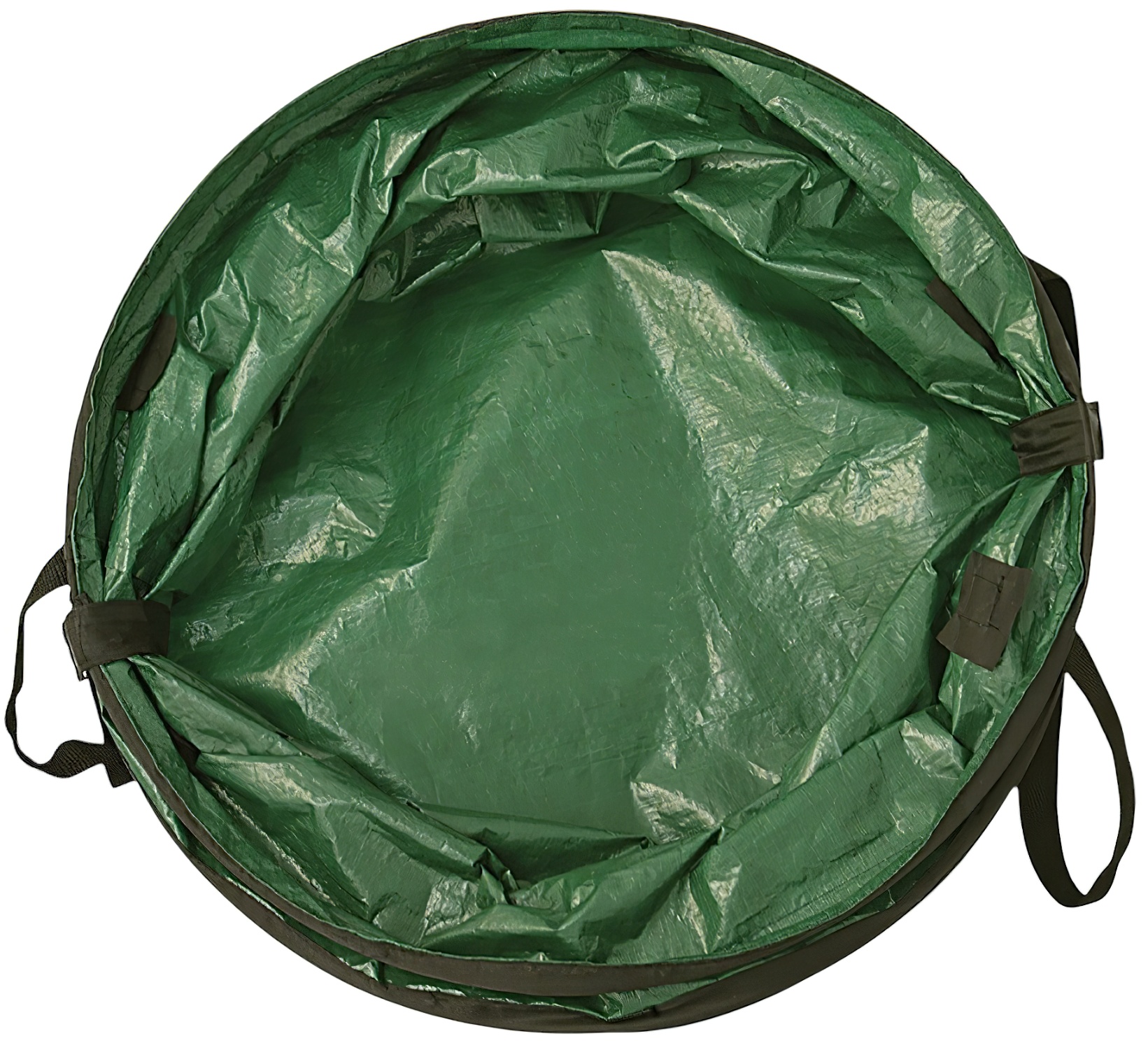 Top view of a green Silverline medium garden refuse sack with handles.