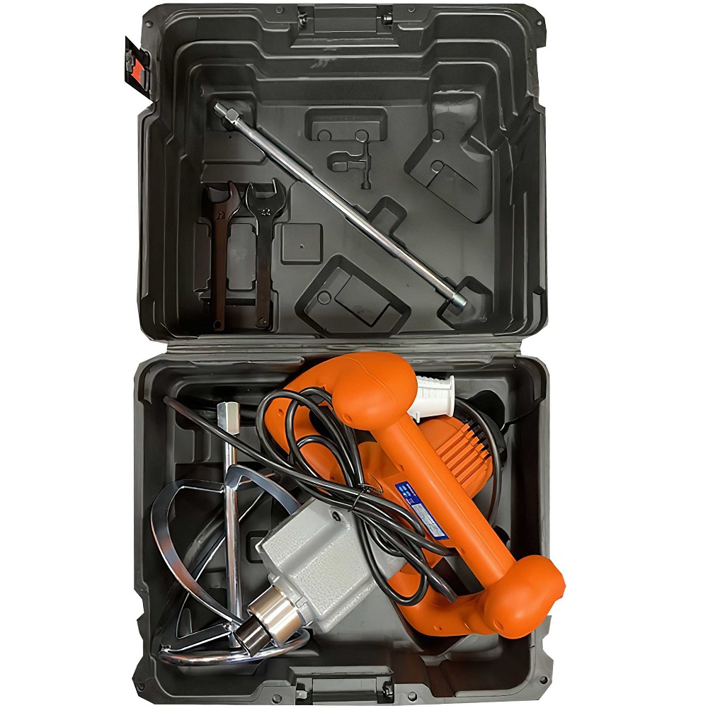 Vitrex Electric Power Mixer with accessories inside a black case.