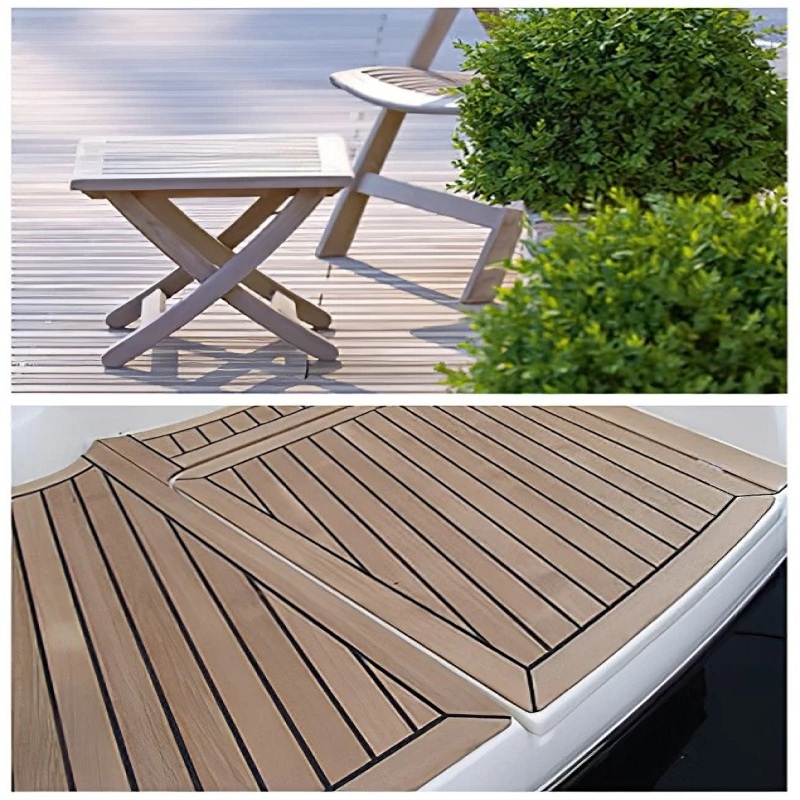 Boat deck after treatment with Wessex Marine Teak 1L Decking Renovator Brightener, showing a clean and bright teak surface.