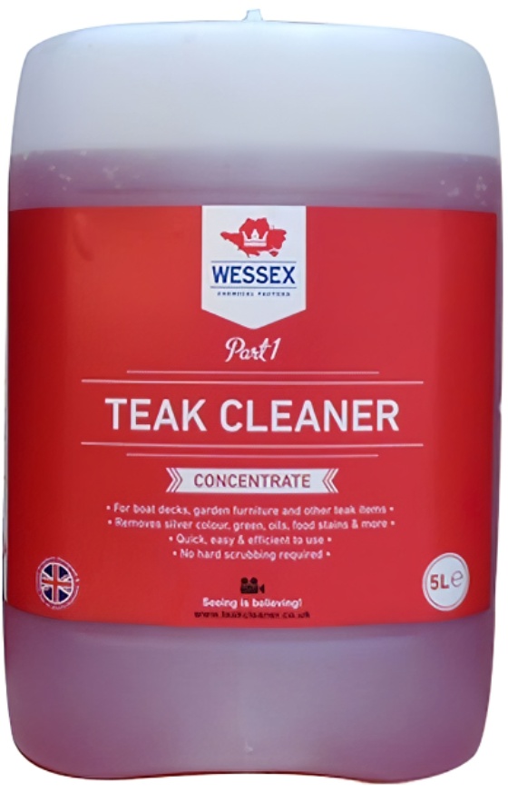 5-litre container of Wessex Chemicals Marine Teak Decking Cleaner with red label.