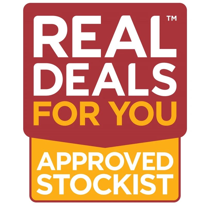 Real Deals For You badge confirming approved stockist status for special trade offers