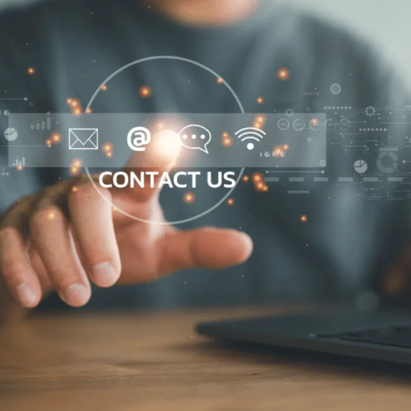 Digital communication interface with contact options Contact and Support