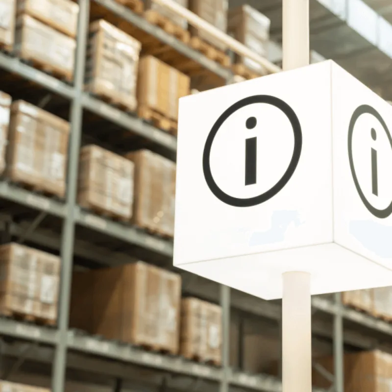 Warehouse information cube with storage background General Product Information