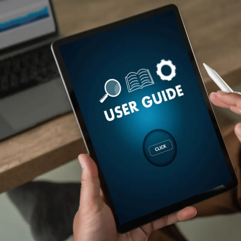 Digital user manual on tablet screen Installation Guidance