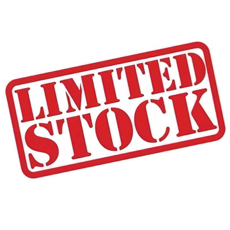 Red and white sign displaying the words Limited Stock