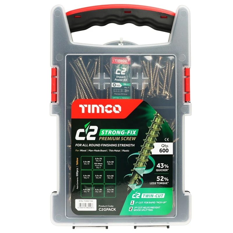 Timco C2 Strong Fix Premium Multi-Use Pozi Screw – 600 Pack Timco – C2 Strong Fix Premium Multi-Use Pozi Screw – 600 Pack (C2GPACK)