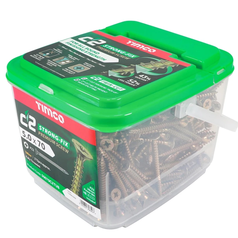 Container of Timco C2 Strong Fix Premium Multi-Use Pozi Screws 5.0 x 70mm