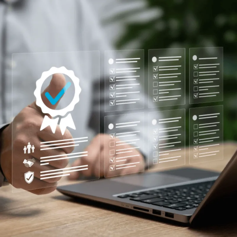 Digital approval process on laptop screen Warranty and Guarantees