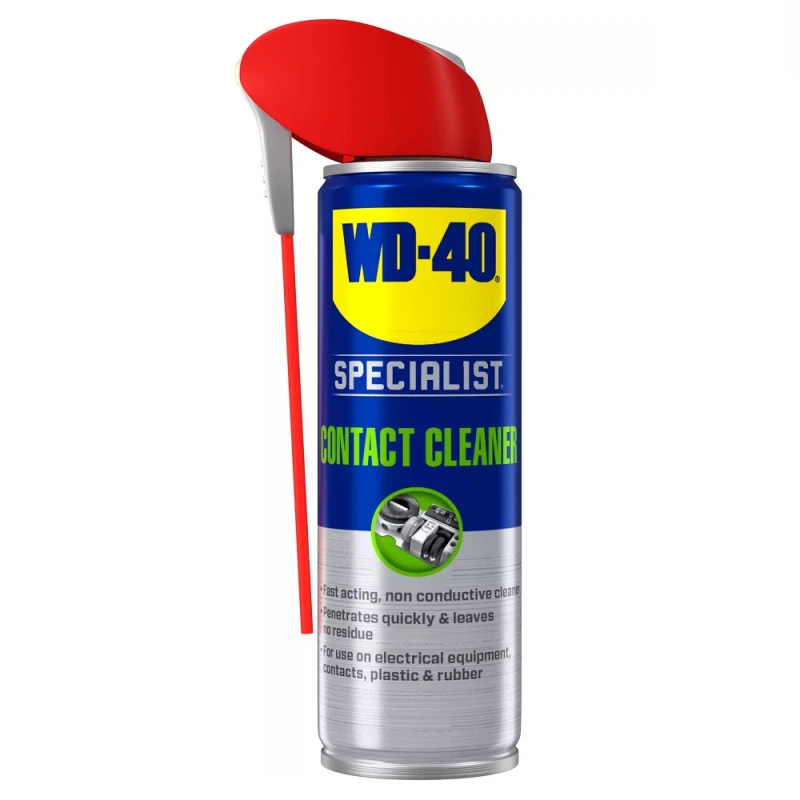 WD-40 Specialist Fast Drying Electrical Contact Cleaner 400ml can with red spray nozzle.