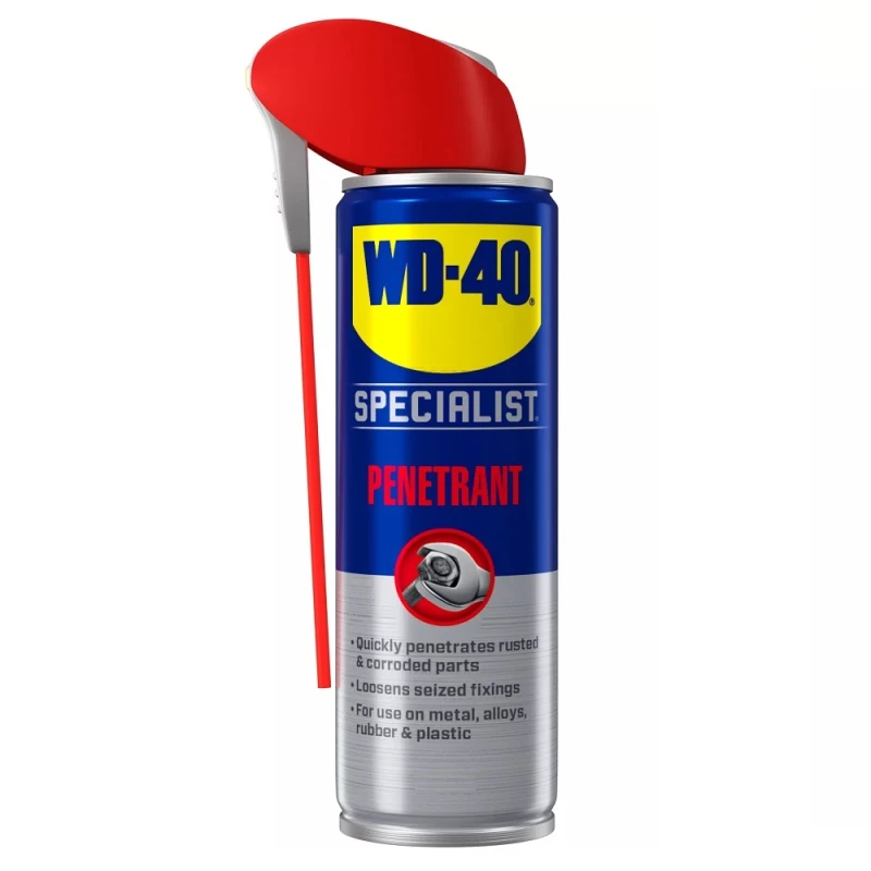WD40 Specialist Penetrant Fast Release Penetrating Oil can with red straw applicator.