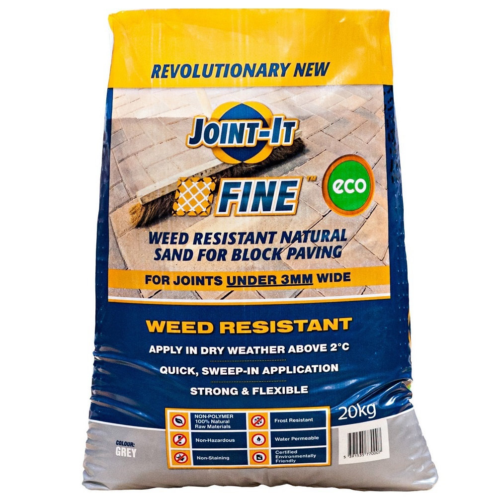 Joint-It Fine grey paving sand designed for small joints between blocks or slabs