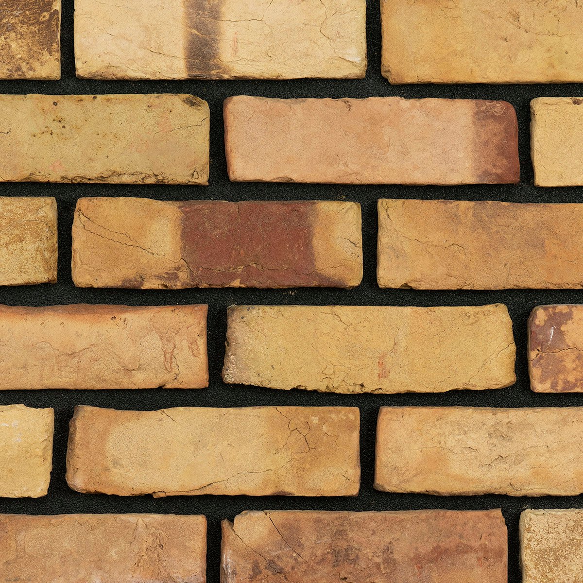 Red and beige bricks finished with dark mortar colouring