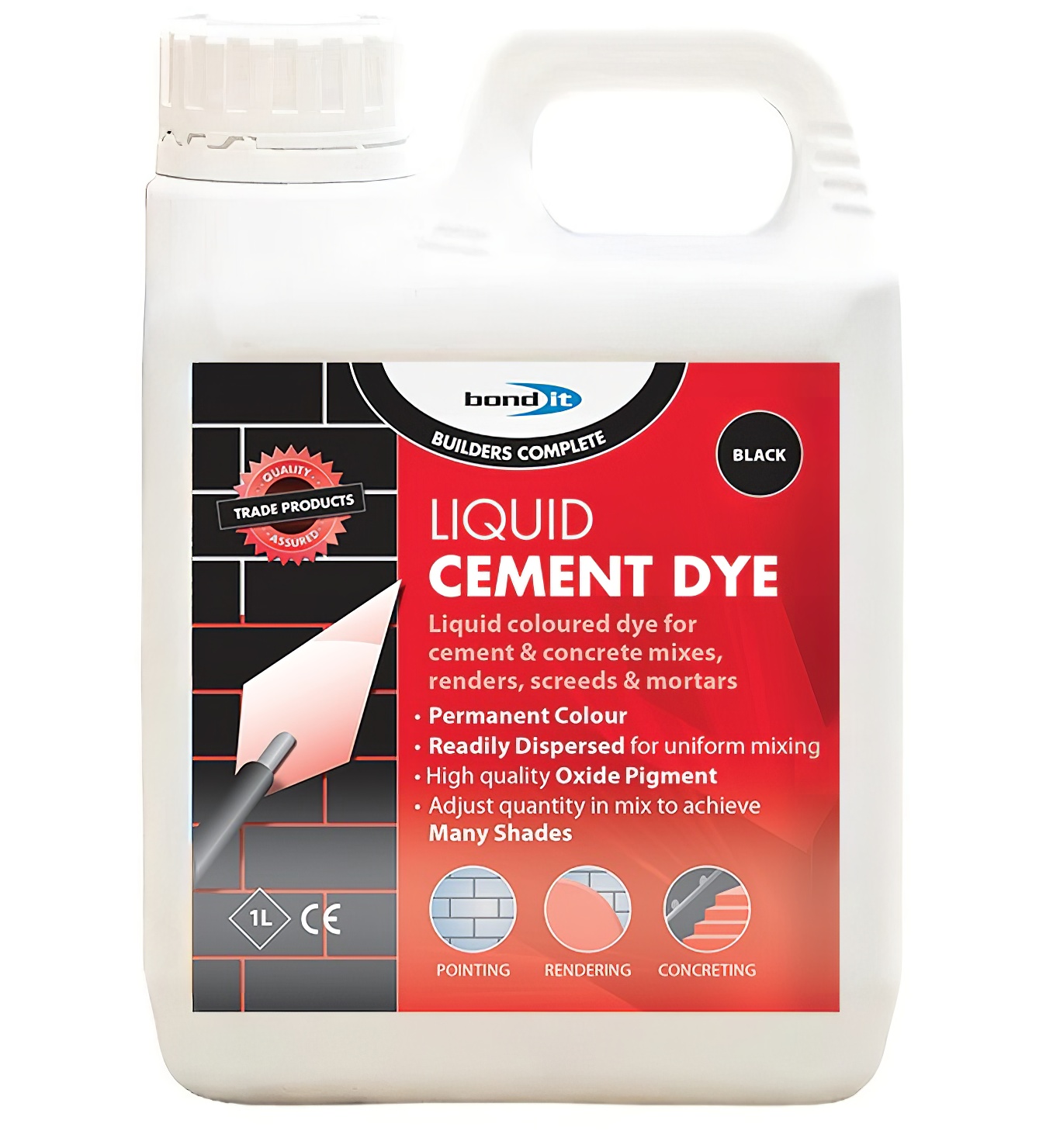 Bond It black liquid dye bottle for concrete and mortar colouration