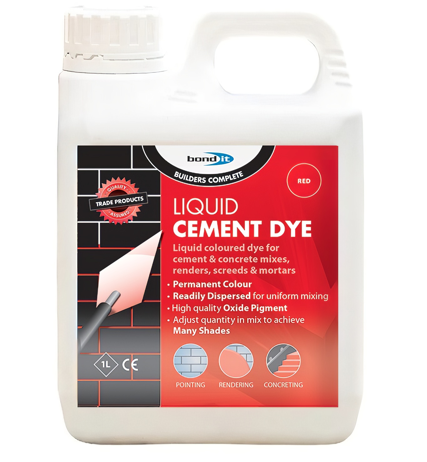 Red cement and mortar dye for colour enhancement in mixes