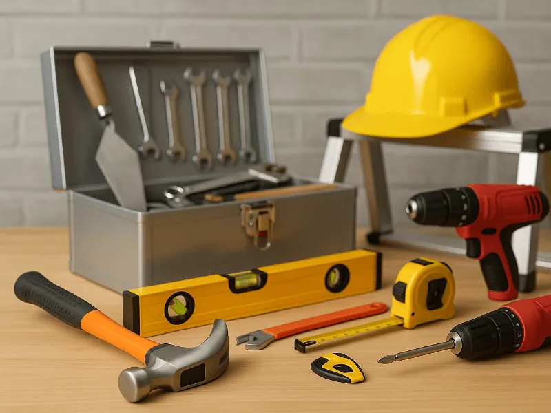 Selection of construction tools on display Contractors and Professional Tools