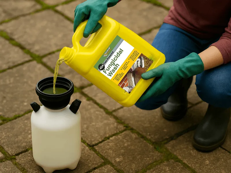 Building Surface Cleaners in action for treating outdoor paving and patio areas Building Surface Cleaners