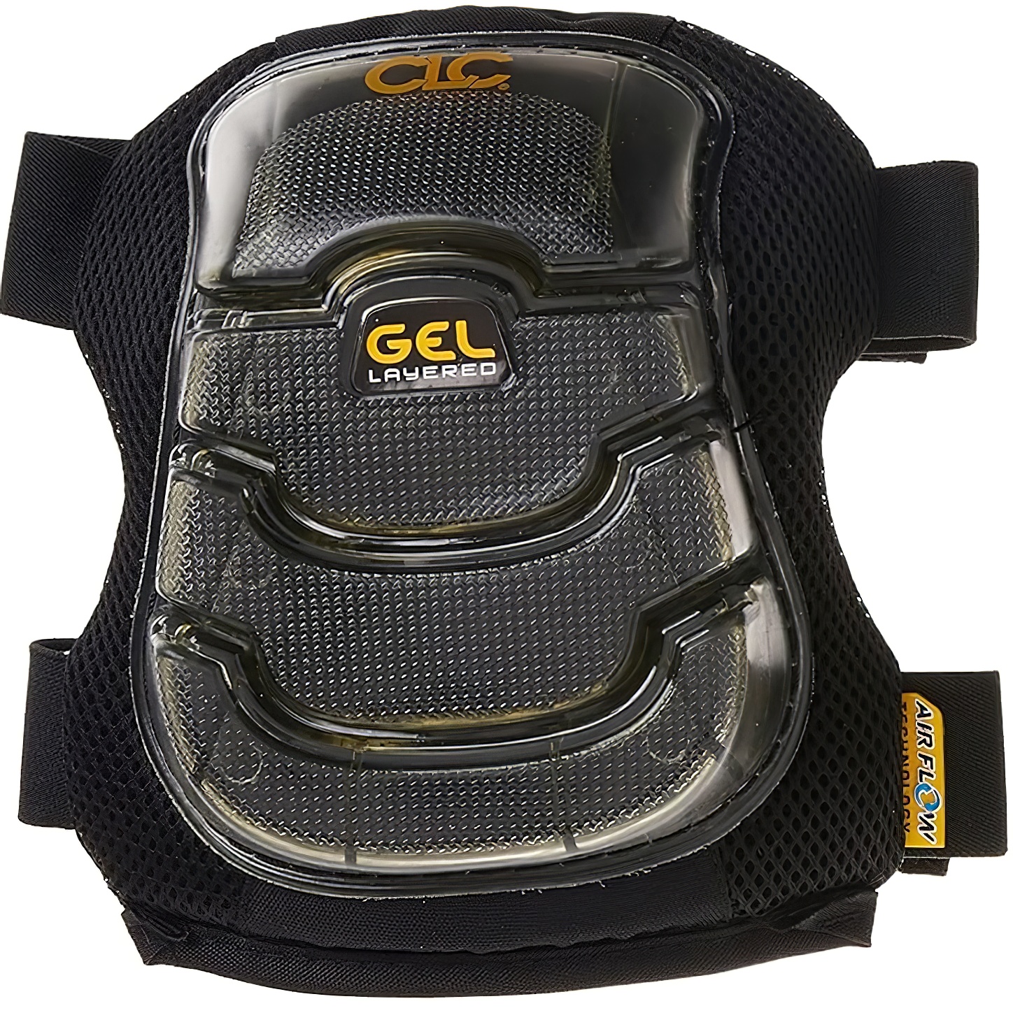 Kunys Airflow Gel Kneepads with ventilated design and gel cushioning, featuring adjustable straps front view