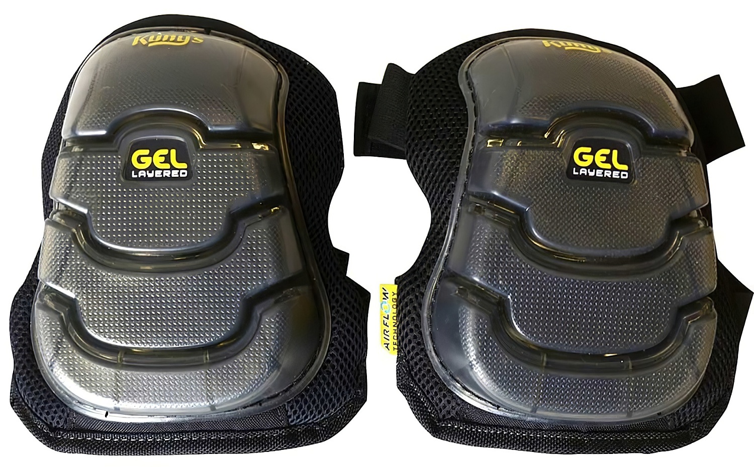 Kunys Airflow Gel Kneepads with ventilated design and gel cushioning, featuring adjustable straps pair