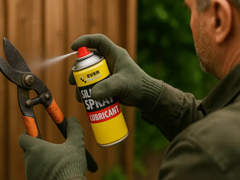 Everbuild Cleaners & Lubricants in use on outdoor tools Cleaners & Lubricants