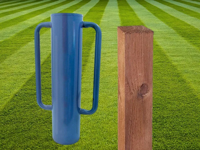 Manual Fence Post Driver and Timber Post on Lawn Fencing Tools