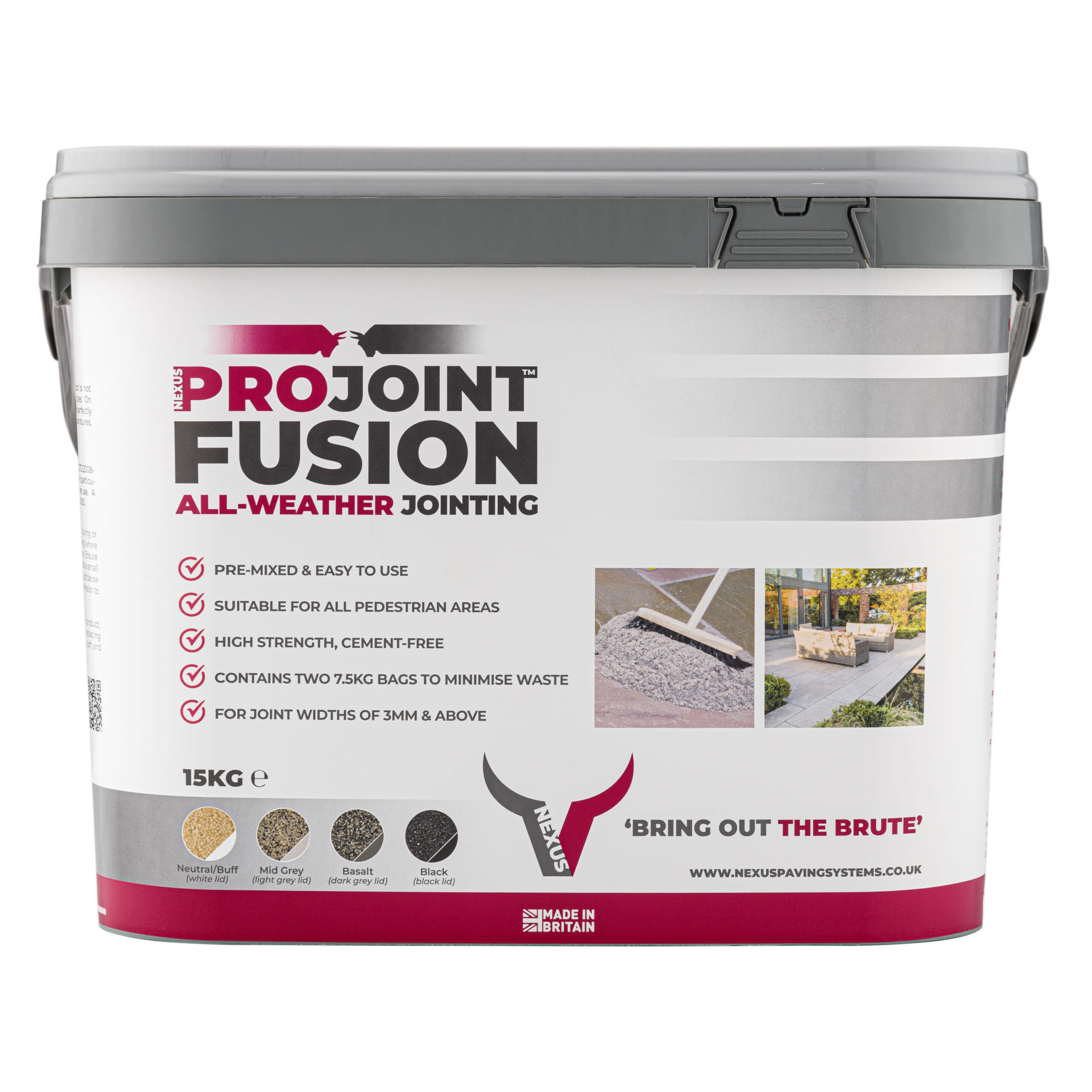 Projoint Fusion All-Weather Paving Jointing Compound - MID-GREY, 15kg - Front View