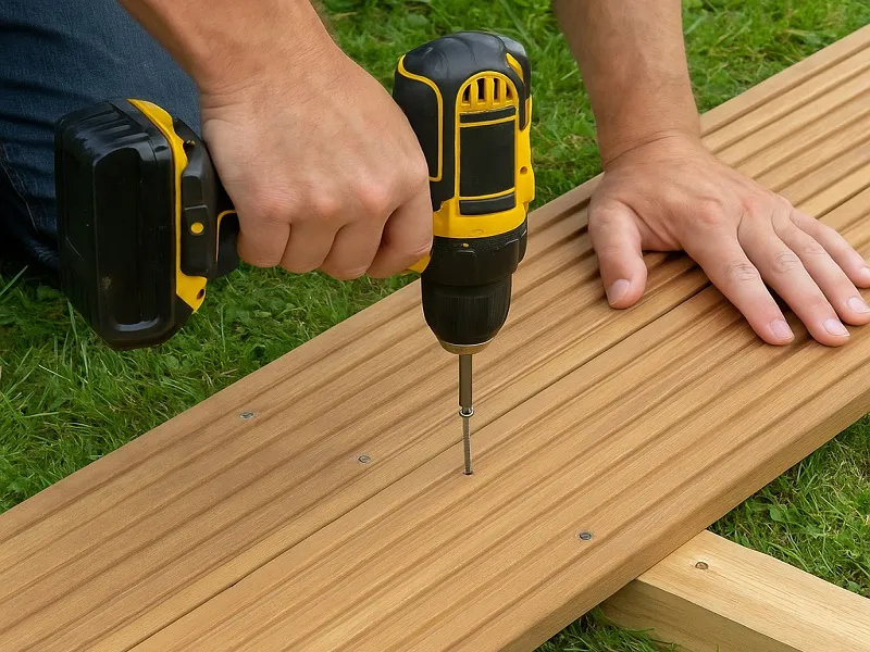Using a Cordless Drill to Secure Decking Boards Outdoors Fixings and Fasteners
